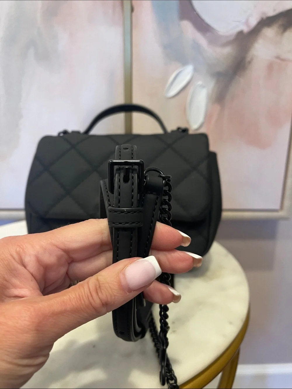 NWOT Tory Burch Black Willa Quilted Top-Handle Satchel with Logo Medallion